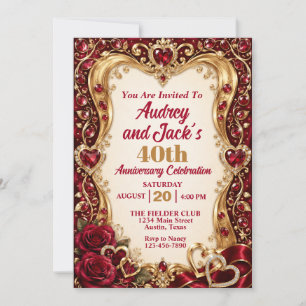 Elegante 40e robijnen huwelijksjubileum kaart