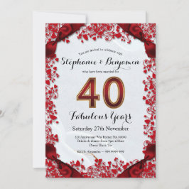 Elegante 40e trouwjubileum Robijn Chic Lijst Kaart