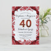 Elegante 40e trouwjubileum Robijn Chic Lijst Kaart (Staand voorkant)