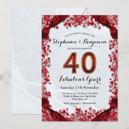Elegante 40e trouwjubileum Robijn Chic Lijst Kaart