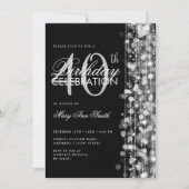 Elegante 40e verjaardag Glam Sparkles Zilver Zwart Kaart (Voorkant)