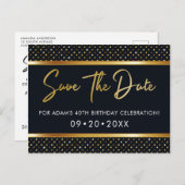 Elegante 40e verjaardag goud en zwart save the dat briefkaart (Voorkant / Achterkant)
