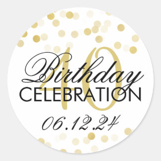 Elegante 40e verjaardag Gouden folie Glitter Light Ronde Sticker