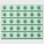 Elegante 40e verjaardag groene glitter met strepen cadeaupapier (Vlak)