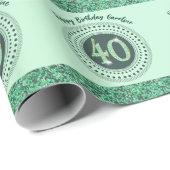 Elegante 40e verjaardag groene glitter met strepen cadeaupapier (Rol Hoek)