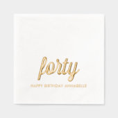 Elegante 40e verjaardag moderne gouden folie serve servetten (Voorkant)