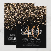 Elegante 40e verjaardag partij Gold Midnight Glam Kaart (Voorkant / Achterkant)