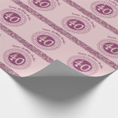Elegante 40e verjaardag Roos Gouden Glitter & Stri Cadeaupapier (Hoek)
