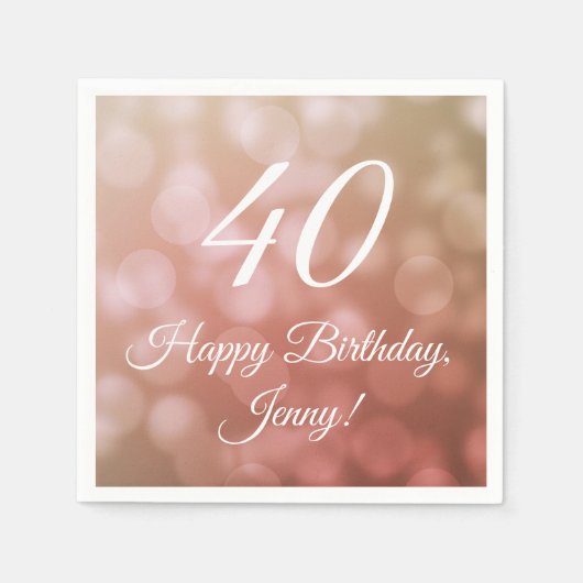 Elegante 40e verjaardag servetten voor haar in roz (Voorkant)