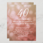 Elegante 40e verjaardag uitnodiging voor haar in r (Voorkant / Achterkant)