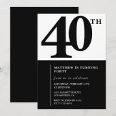 Elegante 40e verjaardag uitnodigingen Chic Simple (Voorkant / Achterkant)
