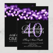 Elegante 40e verjaardagsfeest Paarse Hollywood Gla Kaart (Voorkant / Achterkant)