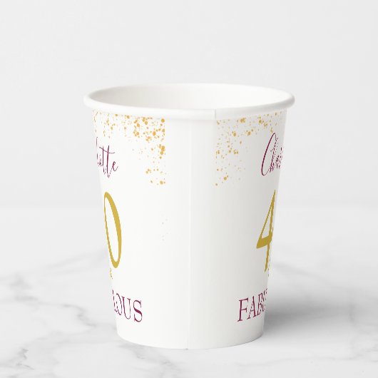 Elegante 40e Verjaardagspartij Goud Gepersonalisee Papieren Bekers (Rechts)