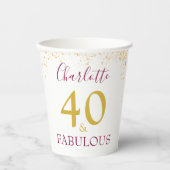 Elegante 40e Verjaardagspartij Goud Gepersonalisee Papieren Bekers (Voorkant)