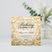 Elegante 40e Verjaardagspartij Gouden Glitter Lich Kaart (Staand voorkant)