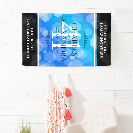 Elegante 41e Blauwe Topaas Huwelijksjubileum Spandoek (Insitu)