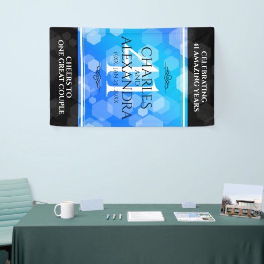 Elegante 41e Blauwe Topaas Huwelijksjubileum Spandoek (Beurs)