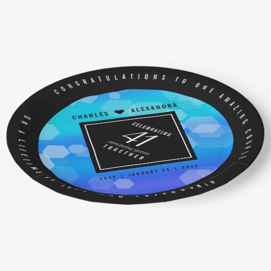 Elegante 41e Blauwe Topaas Huwelijksverjaardag Papieren Bordje (Gekanteld)