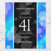 Elegante 41e trouwdag Blue Topaz jubileum Wijn Etiket (Enkel label)