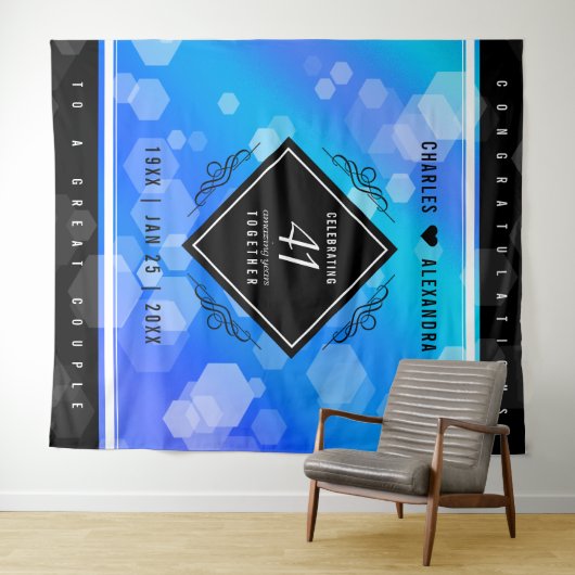 Elegante 41e trouwdag met blauwe topaas wandkleed (In Situ (horizontaal))