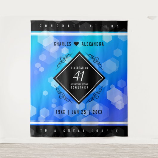 Elegante 41e trouwdag met blauwe topaas wandkleed (Voorkant)