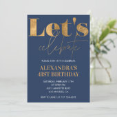 Elegante 41e verjaardag uitnodigingen Navy Blue Go (Staand voorkant)