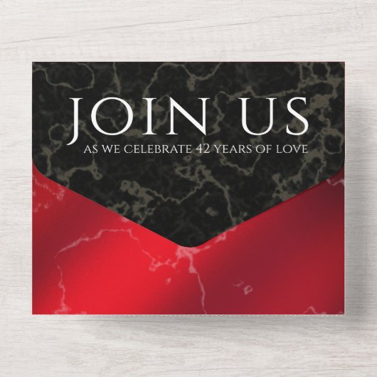 Elegante 42e Jubileum Huwelijksterugblik All In One Uitnodiging (Achterkant)