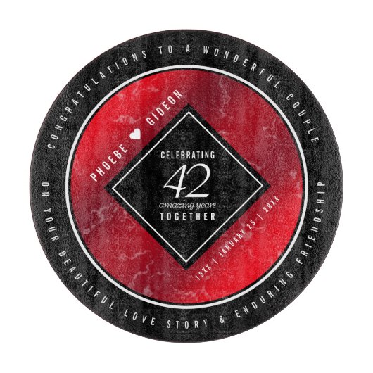 Elegante 42e trouwdag jaspis snijplank (Voorkant)