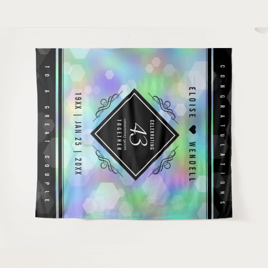 Elegante 43e Opaal Bruiloft Jubileum Viering Wandkleed (Voorkant (horizontaal))