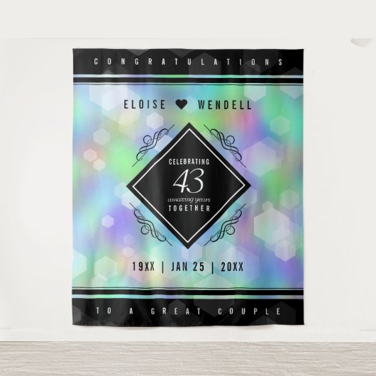 Elegante 43e Opaal Bruiloft Jubileum Viering Wandkleed (Voorkant)