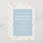 Elegante 43e verjaardag uitnodigingen Floral Boho  (Voorkant / Achterkant)