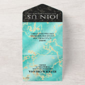 Elegante 44e Turquoise Huwelijksjubileum All In One Uitnodiging (Buitenkant)