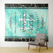 Elegante 44e turquoise huwelijksverjaardag wandkleed (In Situ (horizontaal))