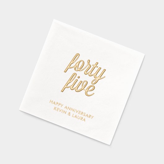Elegante 45e bruiloft Jubileum Gold Foil servetten (Links)