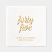 Elegante 45e bruiloft Jubileum Gold Foil servetten (Voorkant)