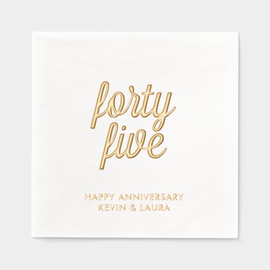 Elegante 45e bruiloft Jubileum Gold Foil servetten (Voorkant)
