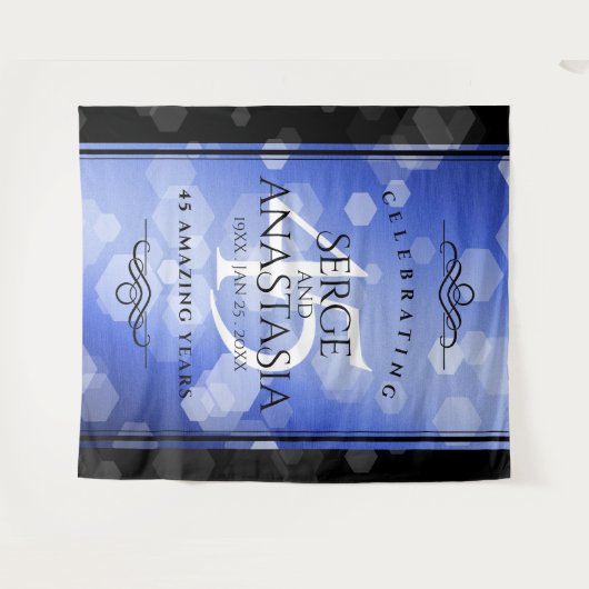 Elegante 45e saffier bruiloft jubileum wandkleed (Voorkant (horizontaal))