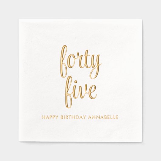 Elegante 45e verjaardag moderne gouden folie serve folie servetten (Voorkant)