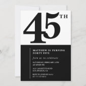 Elegante 45e verjaardag uitnodigingen Chic Simple (Voorkant)