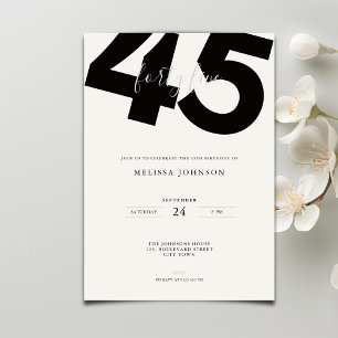 Elegante 45e verjaardagsuitnodiging - Minimale sti Kaart
