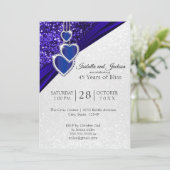 Elegante 45ste of 65ste Sapphire Glitter Huwelijks Kaart (Staand voorkant)