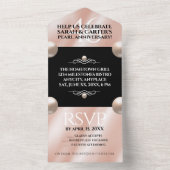 Elegante 46e bruiloft jubileumviering met parels all in one uitnodiging (Binnen)