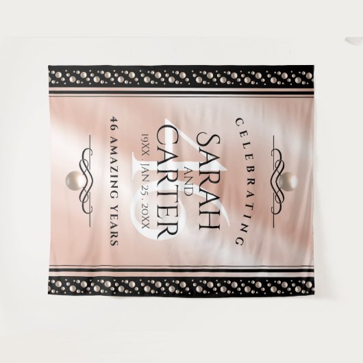 Elegante 46e Parelhuwelijk Jubileumviering Wandkleed (Voorkant (horizontaal))