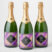 Elegante 47e Amethist Bruiloft Jubileum Sparkling Wijnetiket (Flessen)