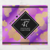 Elegante 47e Amethist Bruiloft Jubileum Sparkling Wijnetiket (Enkel label)