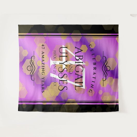 Elegante 47e Amethist Bruiloft Jubileum Wandkleed (Voorkant (horizontaal))