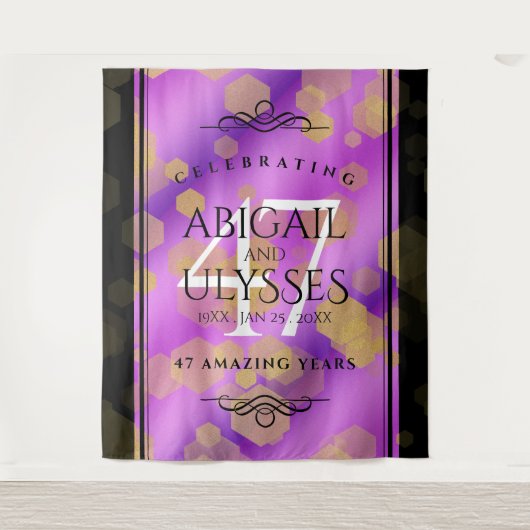 Elegante 47e Amethist Bruiloft Jubileum Wandkleed (Voorkant)