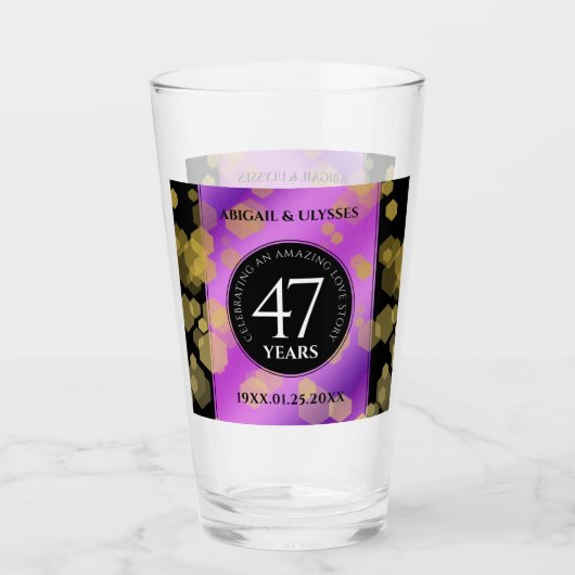Elegante 47e Amethist Huwelijksverjaardag Glas (Voorkant)