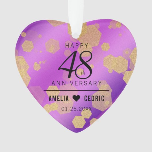 Elegante 48e Amethist Bruiloft Jubileum Ornament (voorkant)