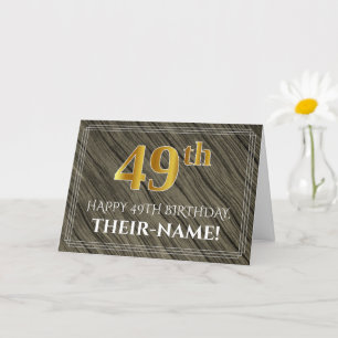 Elegante 49e verjaardag: Faux Wood, Faux Gold Look Kaart